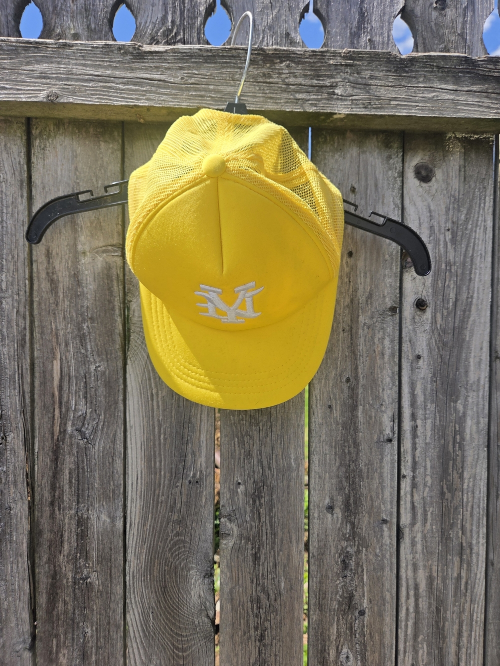 Yellow Mesh NY Baseball Cap with White Logo